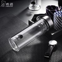 希诺(HEENOOR) 希诺双层玻璃水杯子男士商务办公室家用泡茶杯子带盖过滤网女士小水杯 XN-6606-310ml