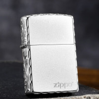 芝宝(ZIPPO) 打火机磨砂镀银咬边手雕唐草