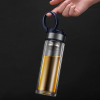 富光(FUGUANG) 尚宇双层玻璃杯男士带盖 泡茶杯过滤水杯多功能便携杯400ML G1707-SH-400