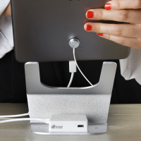 TOTU 平板防盗器展示 支架pad体验手机充电底座固定托电脑报警器锁绳链 哑光银 Type-C充电套装