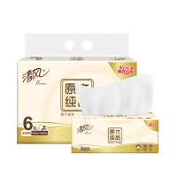 清风 抽纸原木纯品2层150抽*6包卫生纸 单提装