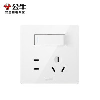 公牛(bull)开关插座 G12系列一开双控五孔带开关86型面板插座G12E334 象牙白暗装 个