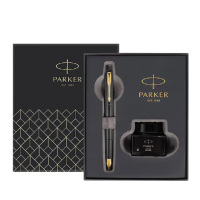 派克(PARKER) 威雅XL经典黑金夹墨水笔 深灰迷你墨水套盒