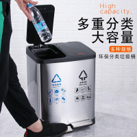 bdo 不锈钢分类垃圾桶脚踏商用立式酒店物业大堂 9L+9L