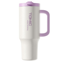 特美刻(TOMIC)TW60216巨无霸吸管保温杯大容量316不锈钢水杯女桌面办公车载冰霸杯 紫色