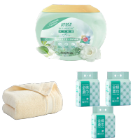 舒蕾淡雅香氛洗衣凝珠10g*58颗+全棉时代悬挂款棉柔巾200片*3包/箱+洁玉沐然纯棉毛巾90g单条袋装浅黄色组合装