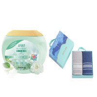 洁玉沐然纯棉毛巾90g两条装(灰色+蓝色)+舒蕾淡雅香氛洗衣凝珠10g*58颗(六效合一)组合装