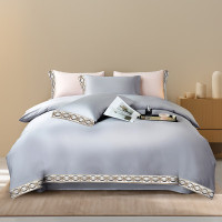 金丝莉(kintheri) 至尊全棉60支贡缎 四件套 至尊-灰 被套200x230cm