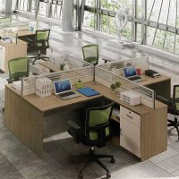 家保利定制现代简约十字型屏风工位卡座 单人(屏风落地、固定柜子 400柜子)1500*1400*1100