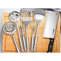 拜格(Bayco) 厨具组合七件套(锅铲*2,汤勺*1,漏勺*1,打蛋器*1,刮刨刀*1,切片菜刀*1)