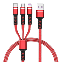 机乐堂(JOYROOM) 一拖三充电线 (起订量:50份)红色