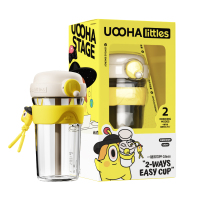 UOOHALITTLES 高硼硅玻璃双饮杯悠哈音乐节USY02-C(奥奇-黄白430ml)