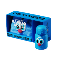 UOOHALITTLES 毛里毛气小不点保温杯UBW06-B(悠哈音乐节立体表情-蓝400ml)