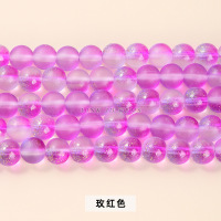 小窝厘 玫红色磨砂洒金琉璃珠10mm 185颗左右/包