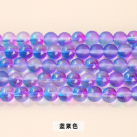 小窝厘 蓝紫色磨砂洒金琉璃珠10mm 185颗左右/包