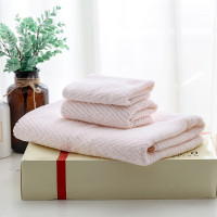 内野(UCHINO) 流动波纹系列三件套礼盒浴巾+面巾+方巾(粉色)