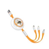 沃品(WOPOW) 三合一伸缩式数据线LC023 白橙色 1.2米