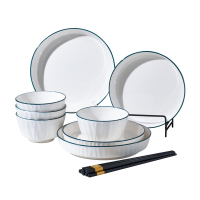 唯都 简约木纹餐具组合12头W-CJ312