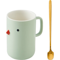 唯都 450ml悠然小鸟红点马克杯W-S312(马克杯*1金属勺子*1)