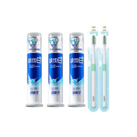 冷酸灵 极地白泵式美白牙膏3支套装+软毛牙刷2支 130g*3+牙刷2支