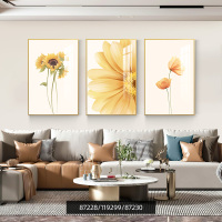 小窝厘 北欧客厅装饰画沙发背景墙壁挂画40*60*3副水晶画面(高光绚丽 更显细腻)典雅金框