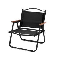 徽羚羊 木纹克米特折叠便携露营椅 单人大号(钢材椅架)55*53*78CM HLY-ZDY-22061黑色
