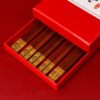 小窝厘 实木筷子国潮筷子礼品套装 红檀木双面福-五双福盒装