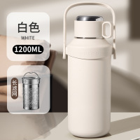 小窝厘 316户外运动大容量保温杯 高颜值真空保冷提手水壶1200ml 白色