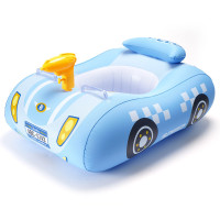 小窝厘 加厚充气坐圈游泳圈水枪款-蓝色跑车艇+手动充气筒[适合1-6岁]