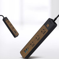 公牛(BULL) 新国标插座 焕新木纹系列 8位总控1.8米 黑灰色GN-R133U