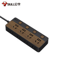公牛(BULL) 插座/焕新木纹系列 8位总控1.8米 黑色GN-R1443