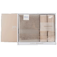 洁玉(Jeyu) 超柔赛络三套装礼盒TG19-03C毛巾*2条+浴巾*1条(棕色+灰色)颜色搭配随机