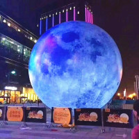 小窝厘 中秋节PVC气模装饰 充气月球 3米月球+灯光+风机(加厚高清)蓝色
