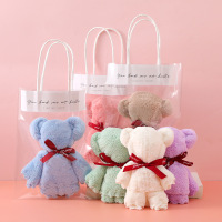 小窝厘 毛巾造型伴手礼 小熊毛巾奶白色+ins手提袋展开30*30cm 100套/组(单位:组)