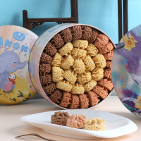 AKOKO 经典小花曲奇560g/盒 法式三拼(草莓味+焦糖味+可可味)