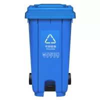 敏胤 户外带轮带盖挂车脚踏垃圾桶(新国标) JRJ120CU 120L 蓝色 可回收 垃圾标识