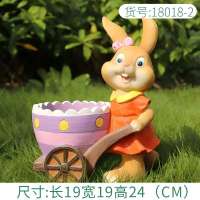 小窝厘 卡通兔子雕塑摆件户外树脂工艺品花园庭院花缸创意花盆装饰 小号推车女兔A款 长19宽19高24(CM)