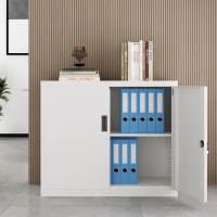 国翌 GY-TDK-760办公家具钢制文件柜 金属收纳柜带锁档案柜二层灰白色铁皮柜900*400*760mm