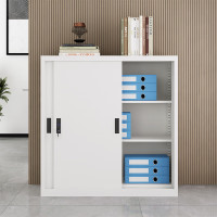 国翌 GY-TYM-925钢制办公柜移门文件柜 财务档案柜金属储存柜矮柜带锁 灰白色900*400*925mm