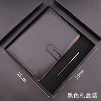 小窝厘 A5活页笔记本皮面多功能活页商务笔记本磁扣本黑色礼盒套装