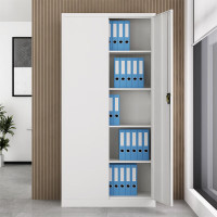 国翌 GY-WJG-1850钢制办公家具带锁档案柜 金属文件柜对开门凭证柜收纳柜 灰白色900*400*1850mm