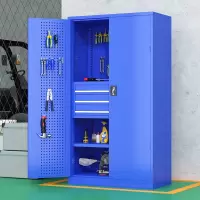 国翌 GY-CLW3C蓝色置物柜 带抽工具柜钢制储物柜车间收纳柜五金零件柜1000*500*1800mm