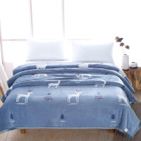 小窝厘 冬天珊瑚绒毛毯床单加厚毯子学生宿舍办公午休午睡盖毯法兰绒礼品 J麋鹿森林120x200cm