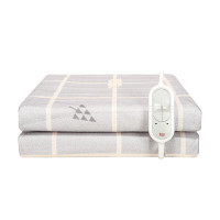 彩虹(RAINBOW)全线路安全保护双控双温电热毯(双人)印花,小熊格子1.8米*1.5米XL1352