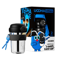 UOOHALITTLES 高硼硅玻璃双饮杯悠哈音乐节 USY01-E(悠果-黑色350ml)