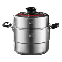 美厨(MAXCOOK) 304不锈 钢复底双篦蒸锅30cm(触控 计时显温顶珠款)MCZ9203