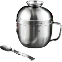 美厨(MAXCOOK) 304不 锈钢快餐杯14cm品尚系列(含折叠勺)MCFT8632