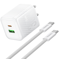 HOCO. CC15 双口氮化镓 30W快充套装(Type-C to Type-C)雅士白