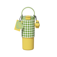 世大家 莫奈花园便携保温杯750ml柠檬清新(陶瓷款绿黄含肩带)
