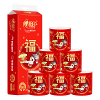 心相印卷纸招财进宝喜庆款家用福字新春婚庆卫生纸巾四层180g 10卷 BT2910(单提)*